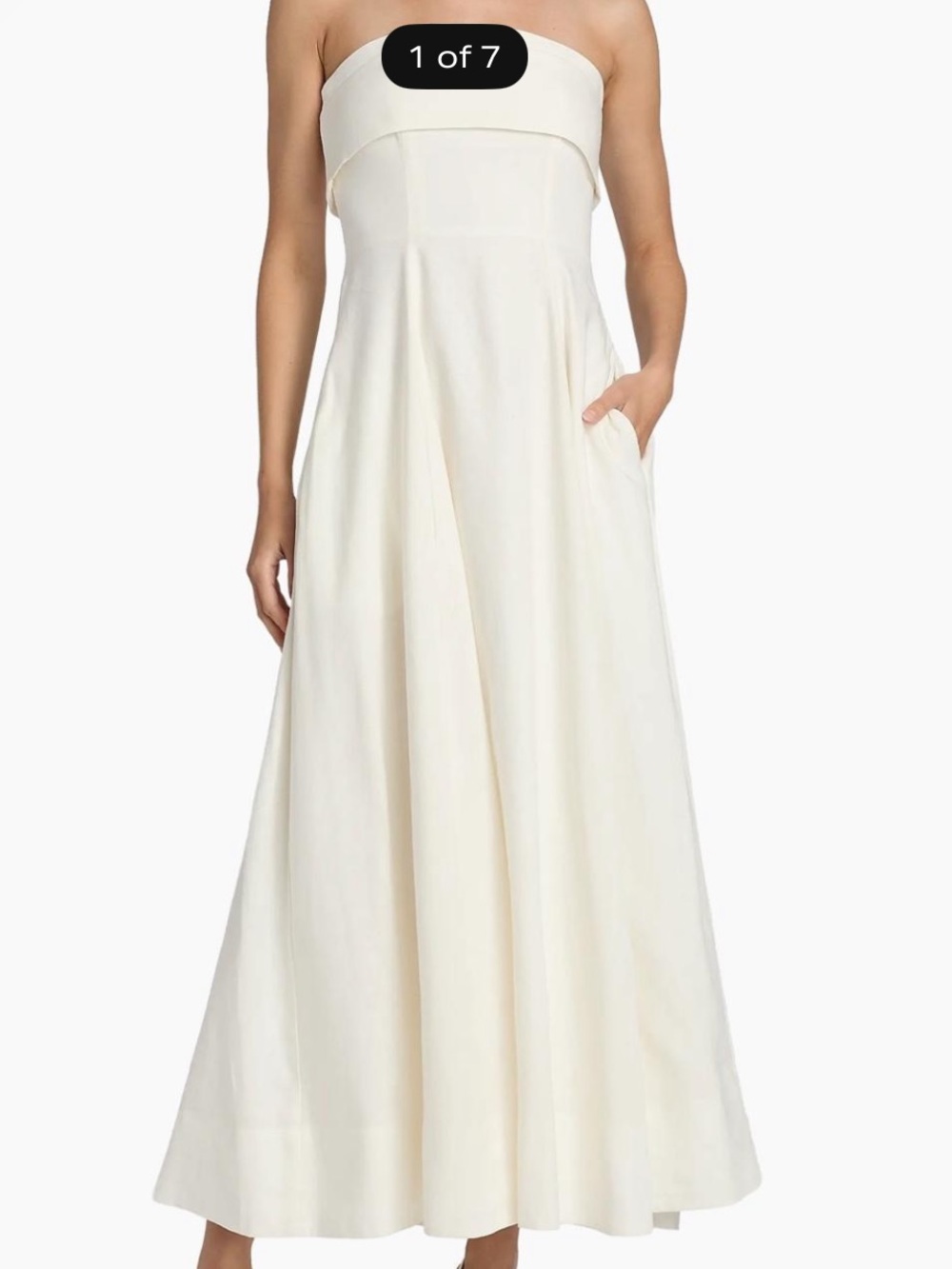 NICHOLAS Strapless Cream A-Line Maxi Skirt